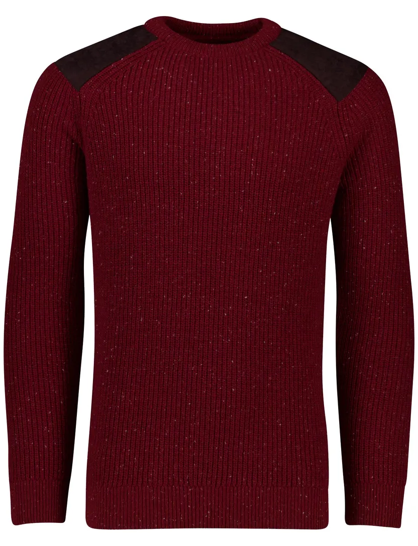 Barbour trui rood gemeleerd gebreid wol lange mouw