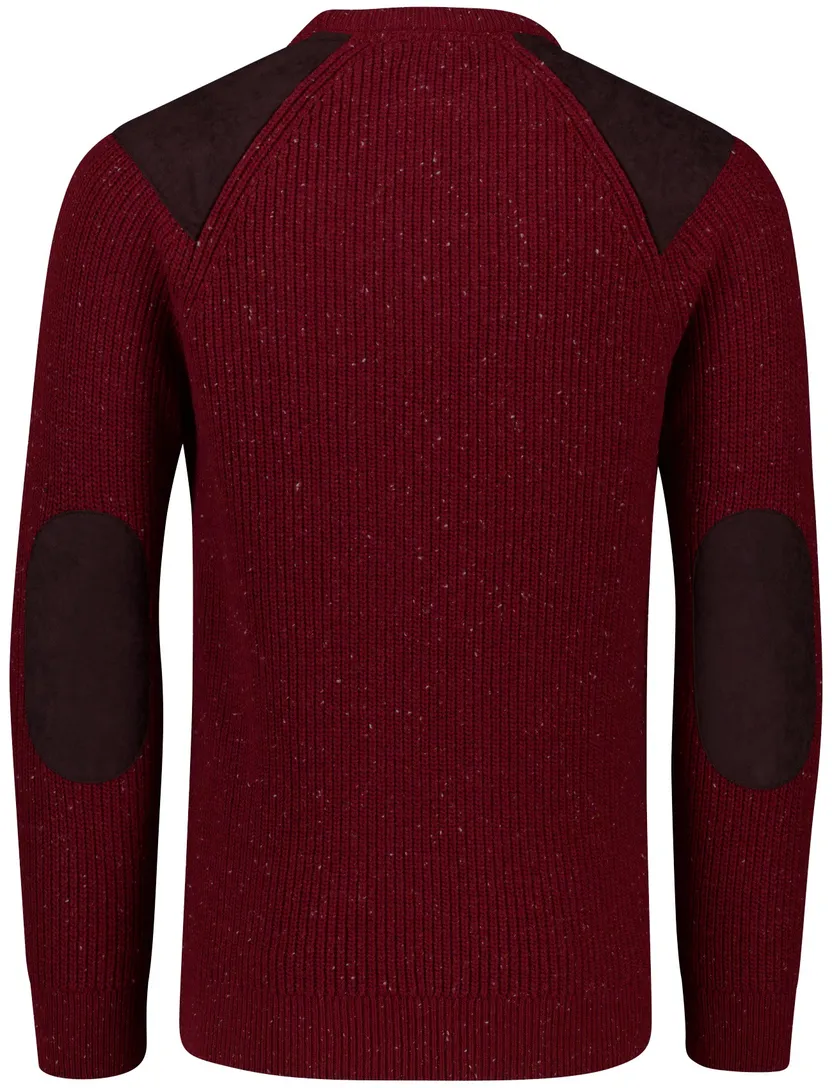 Barbour trui rood gemeleerd gebreid wol lange mouw