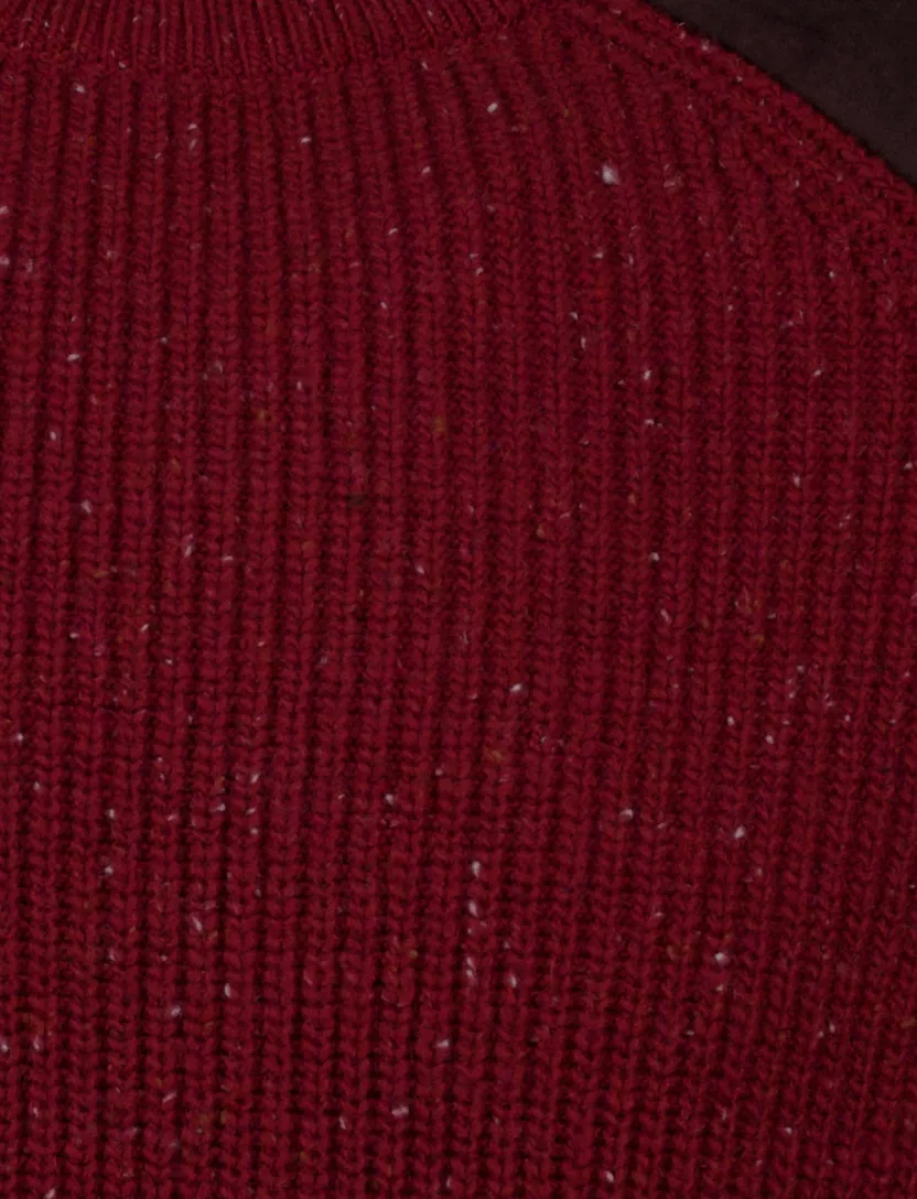 Barbour trui rood gemeleerd gebreid wol lange mouw