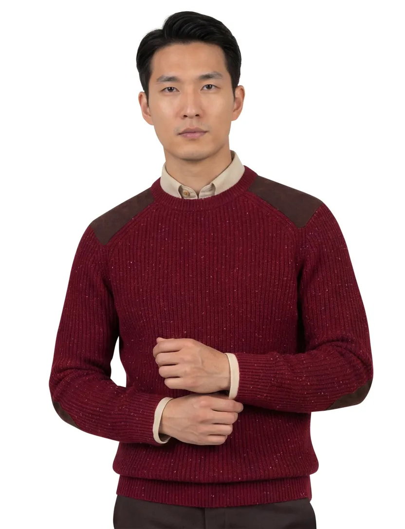 Barbour trui rood gemeleerd gebreid wol lange mouw