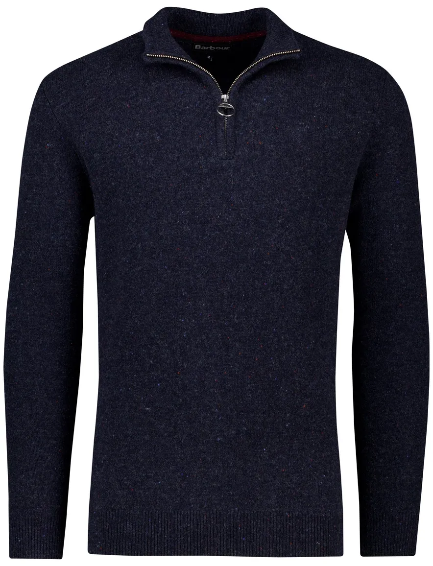 Barbour trui donkerblauw effen normale fit wol
