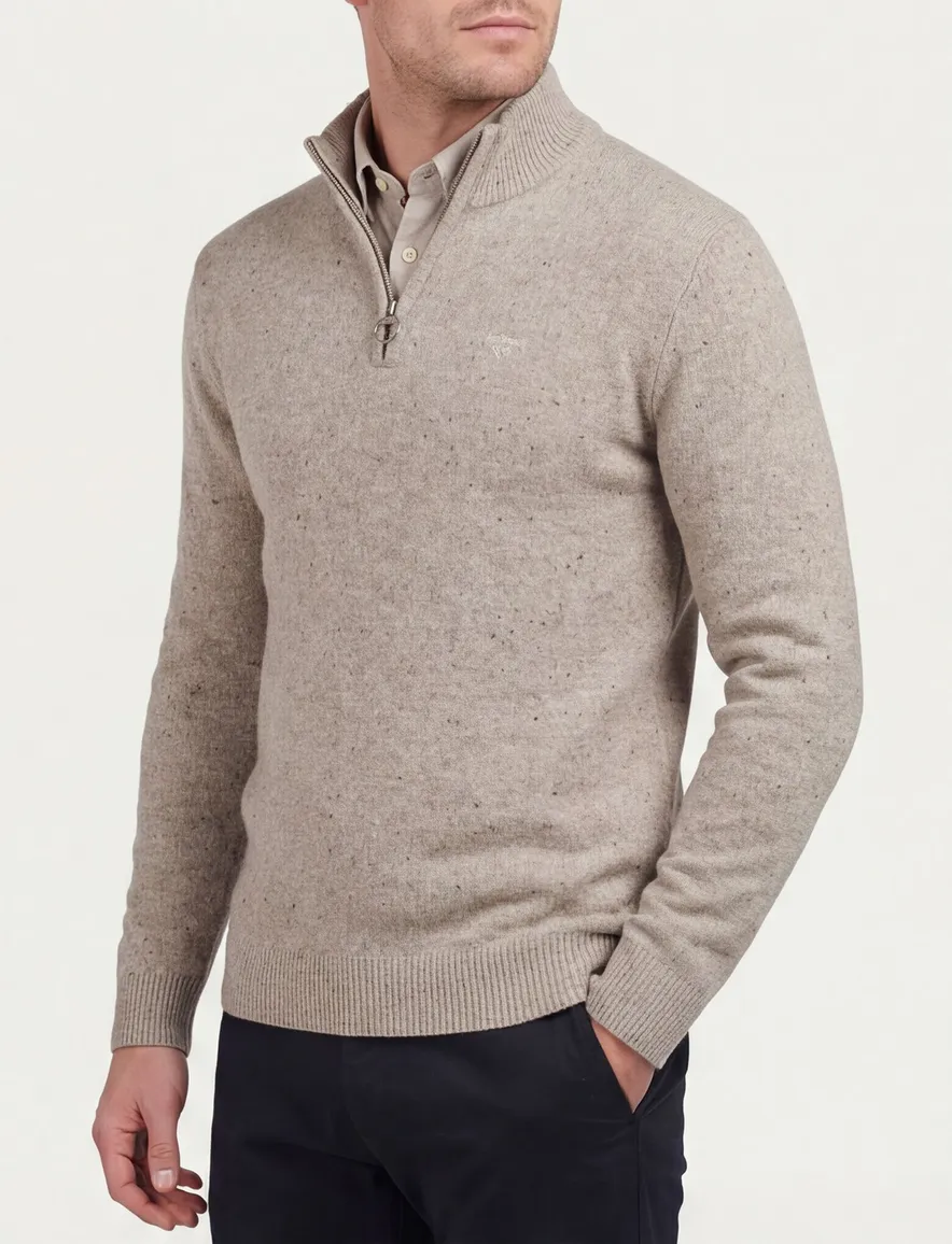 Barbour trui grijs half zip