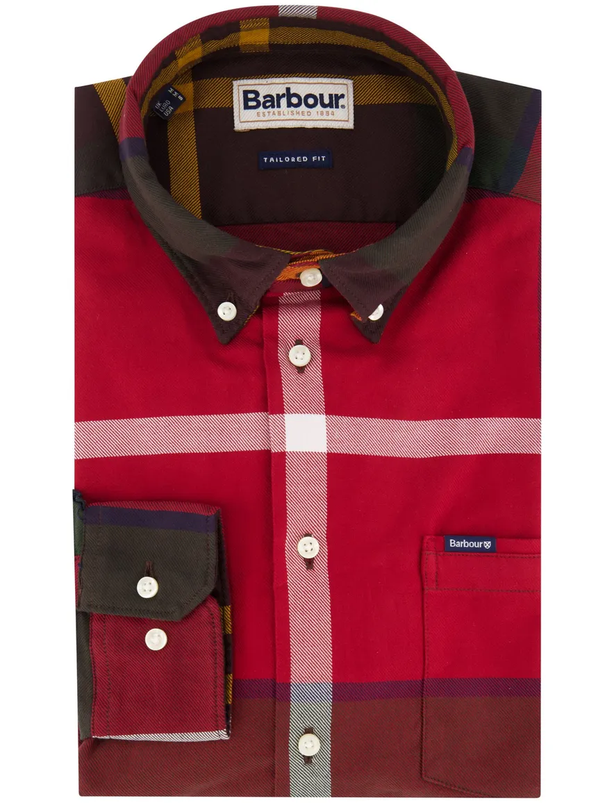 Barbour tailored fit casual overhemd rood geruit
