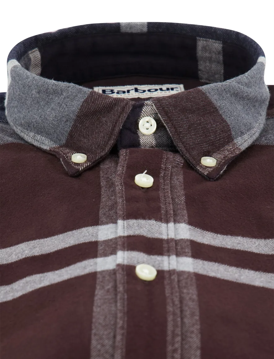 Barbour tailored fit casual overhemd aubergine geruit