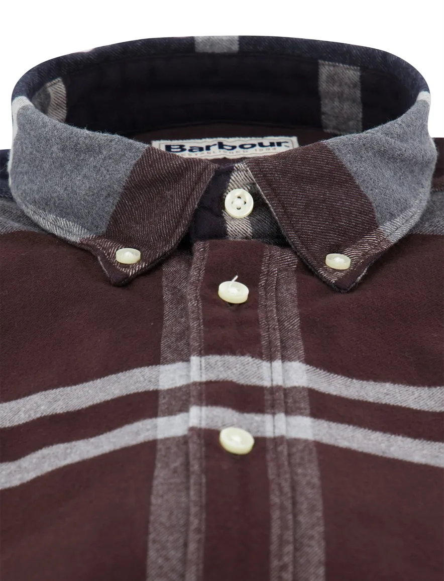 Barbour tailored fit casual overhemd aubergine geruit
