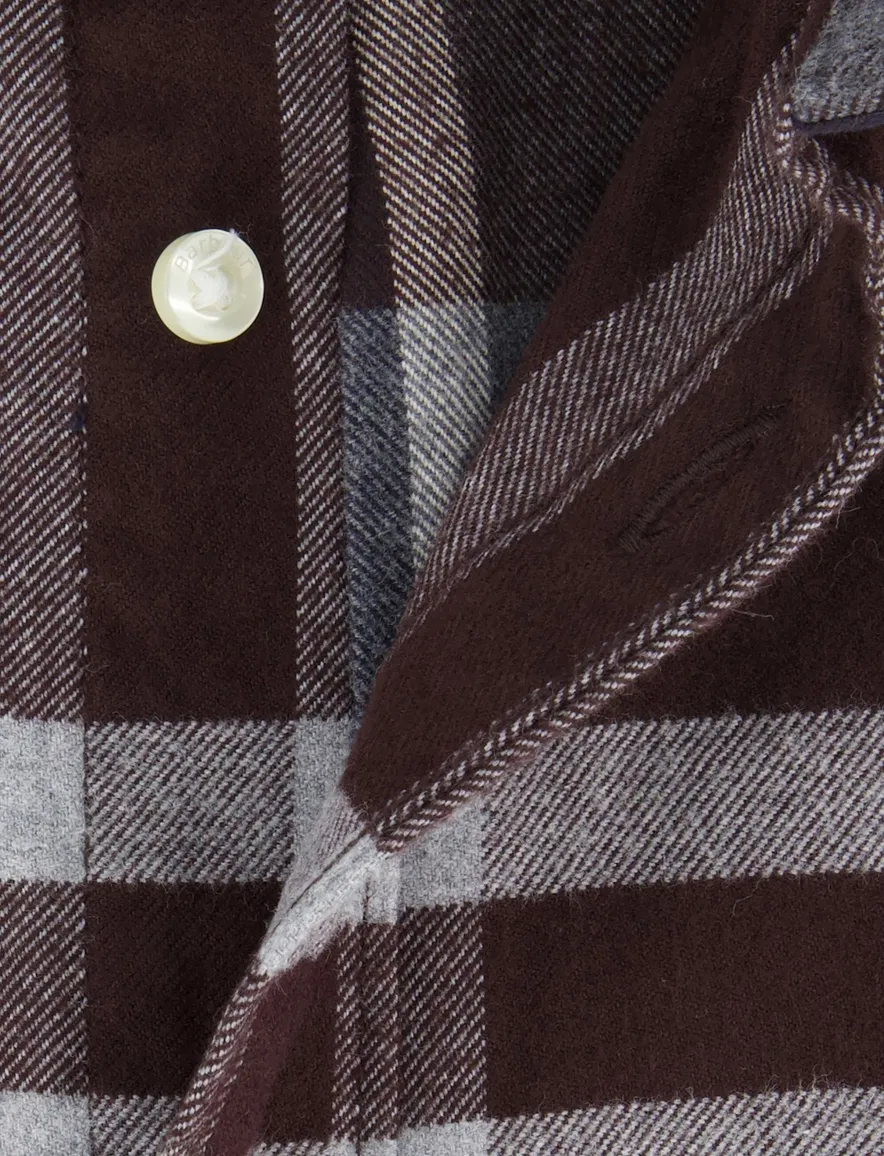 Barbour tailored fit casual overhemd aubergine geruit