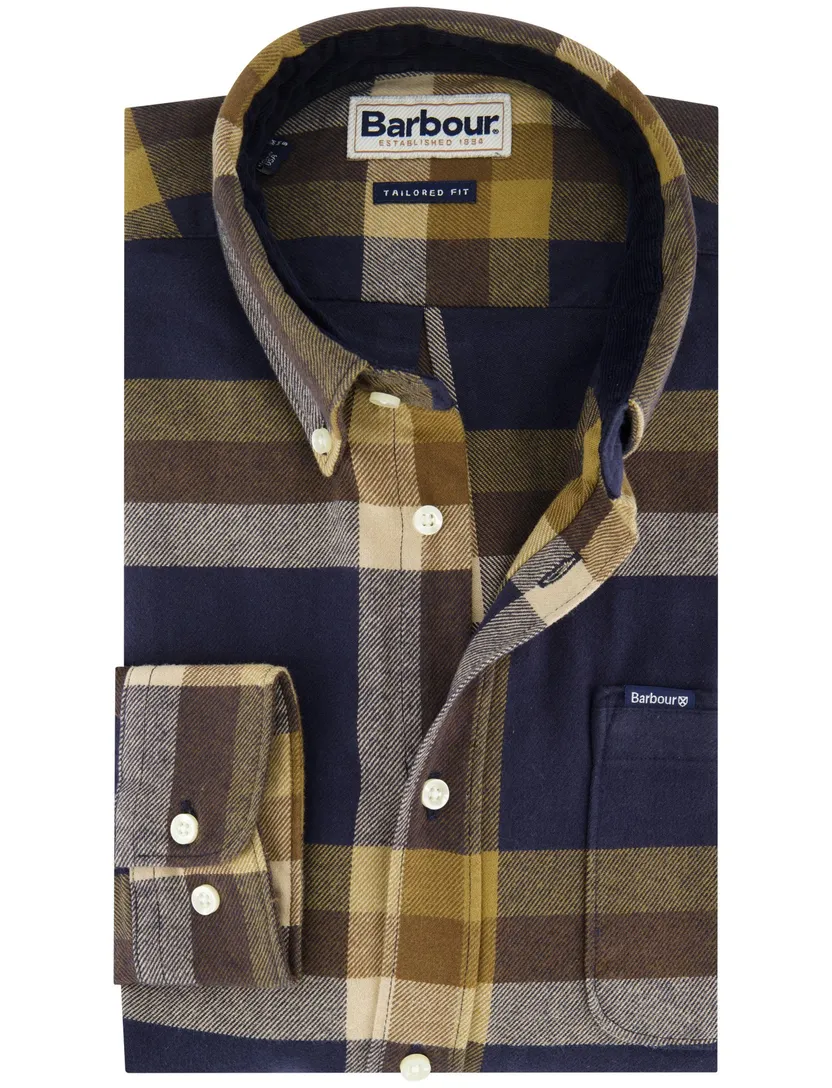 Casual overhemd Barbour tailored fit geel flanel