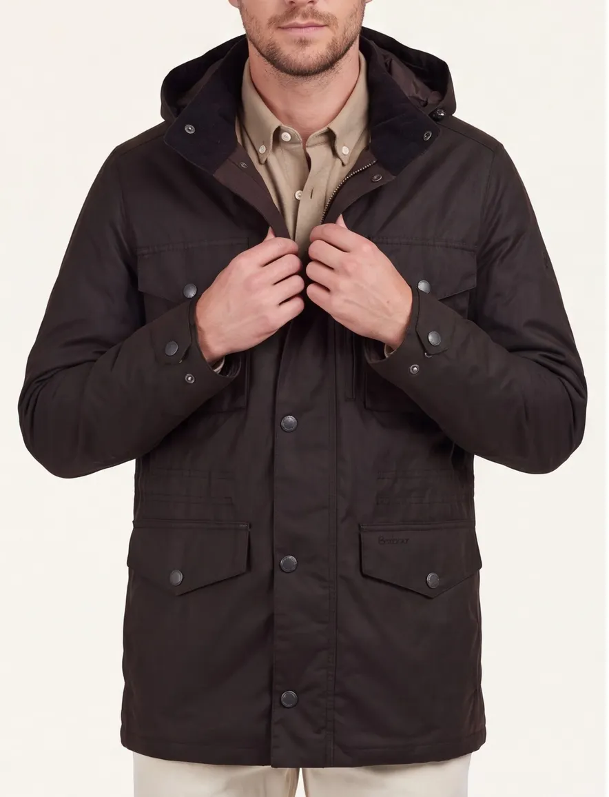 Barbour bruin effen winterjas normale fit