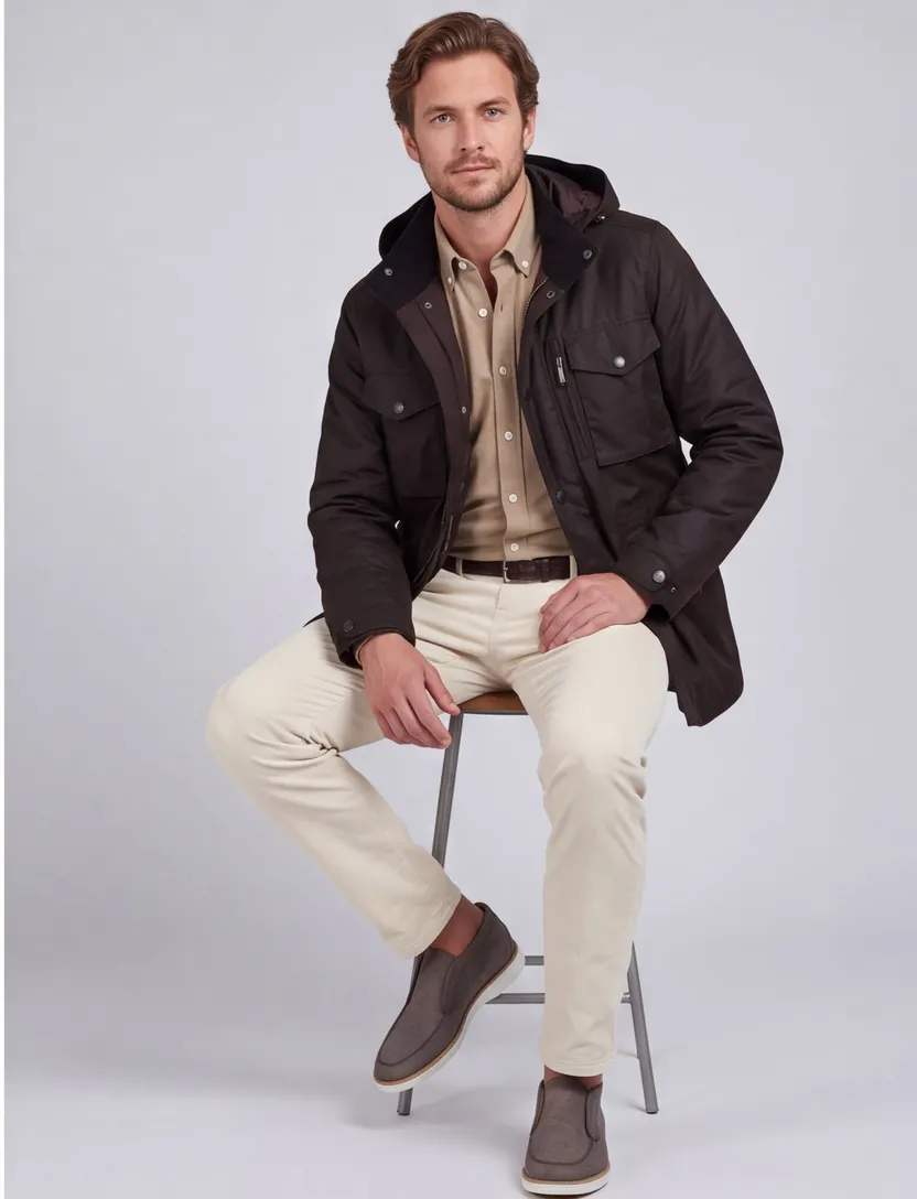 Barbour winterjas bruin effen normale fit