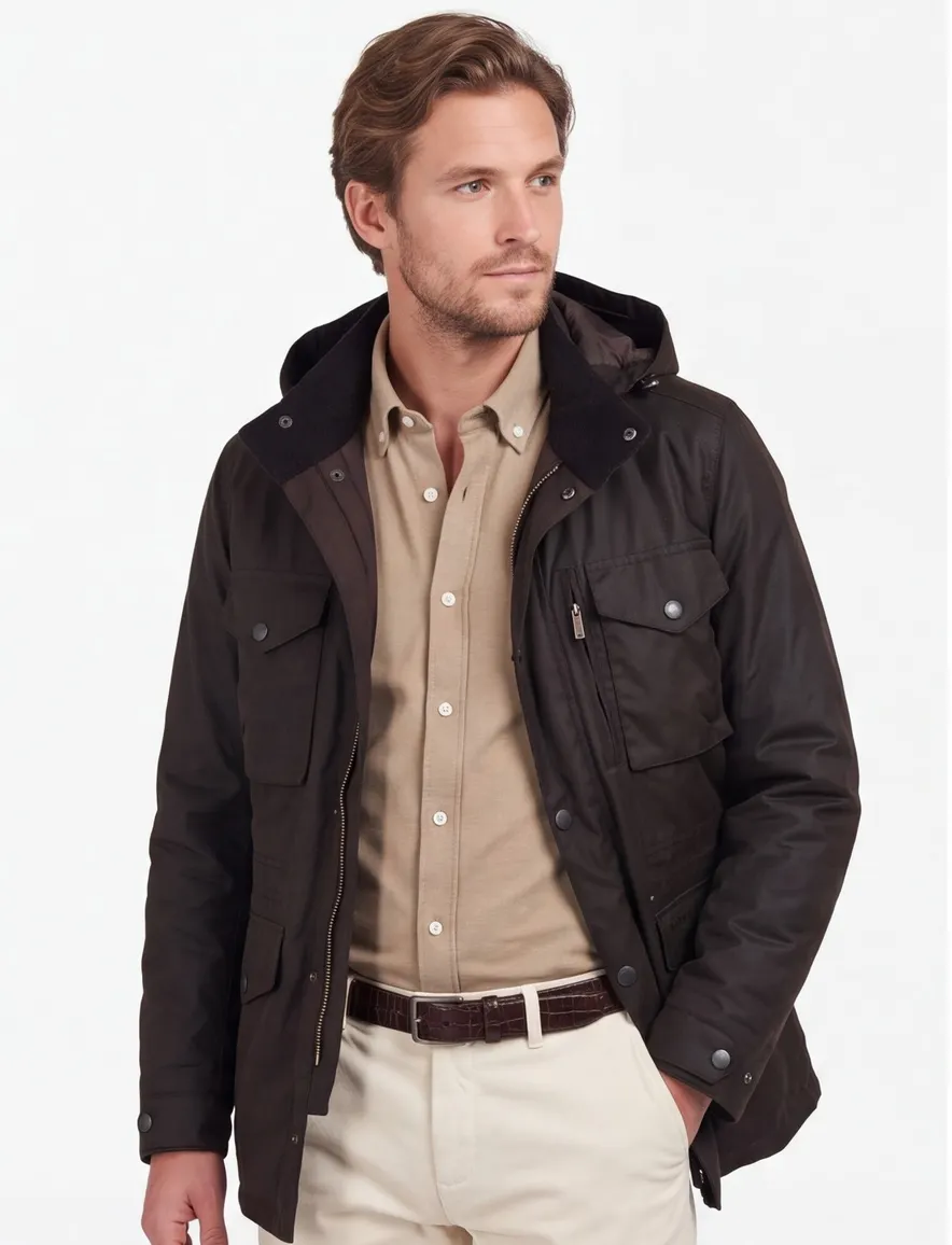 Barbour bruin effen winterjas normale fit
