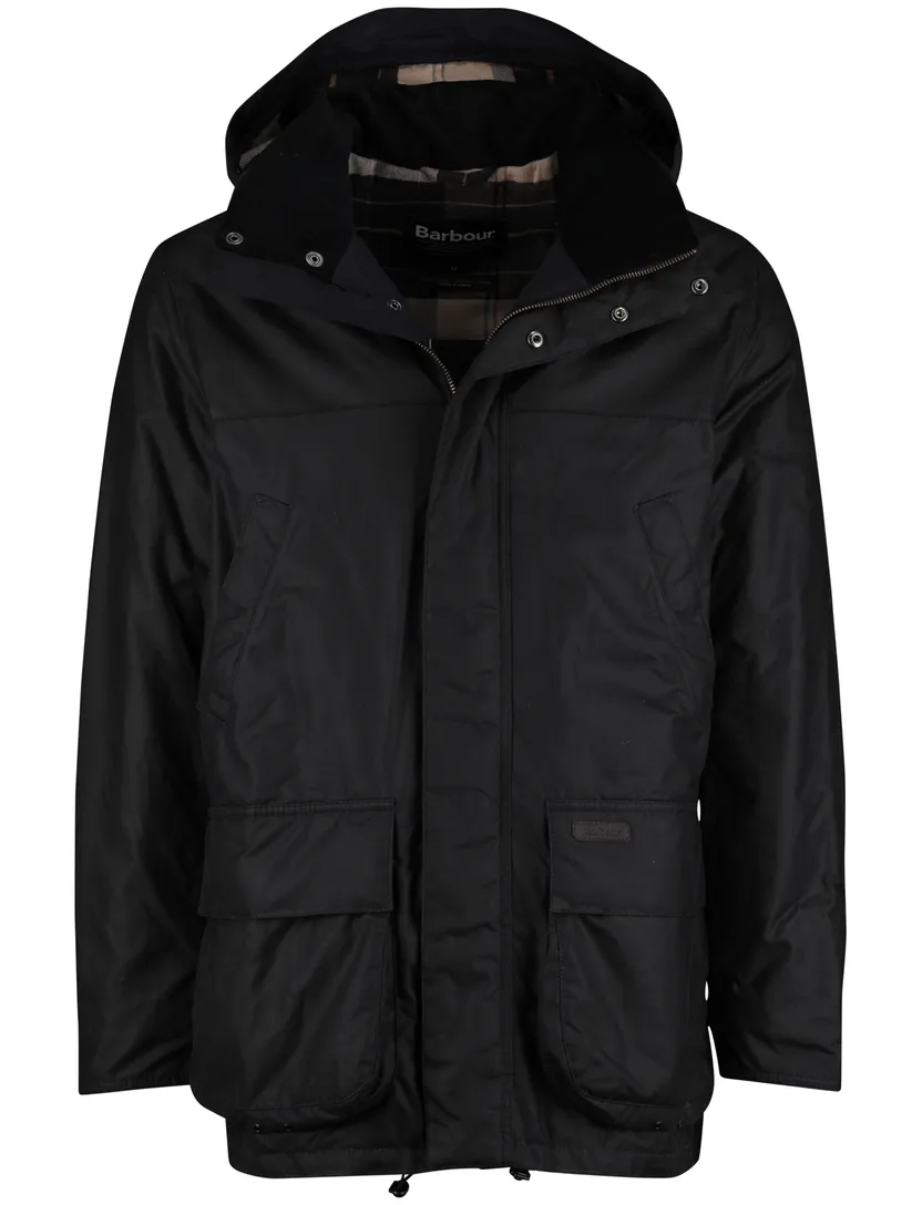 Barbour effen donkerblauw waxjas normale fit