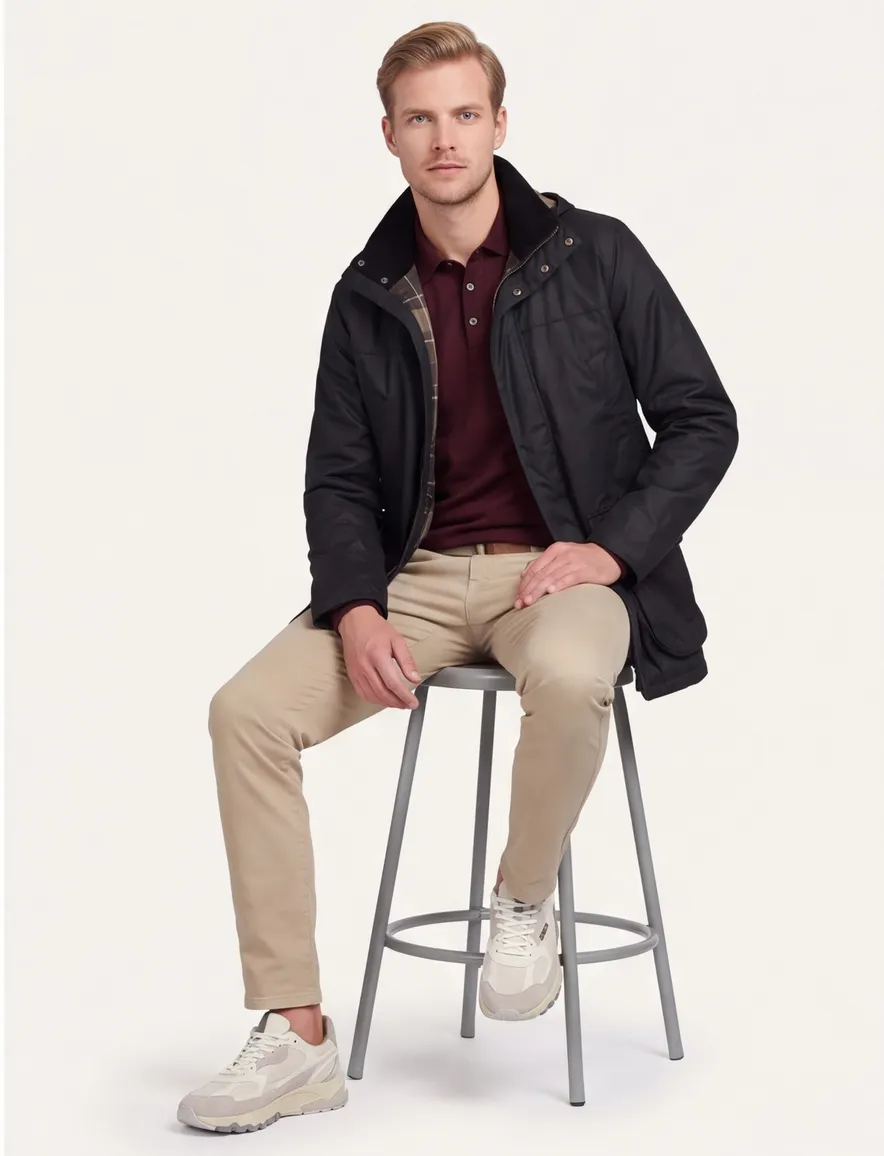 Barbour waxjas effen donkerblauw normale fit