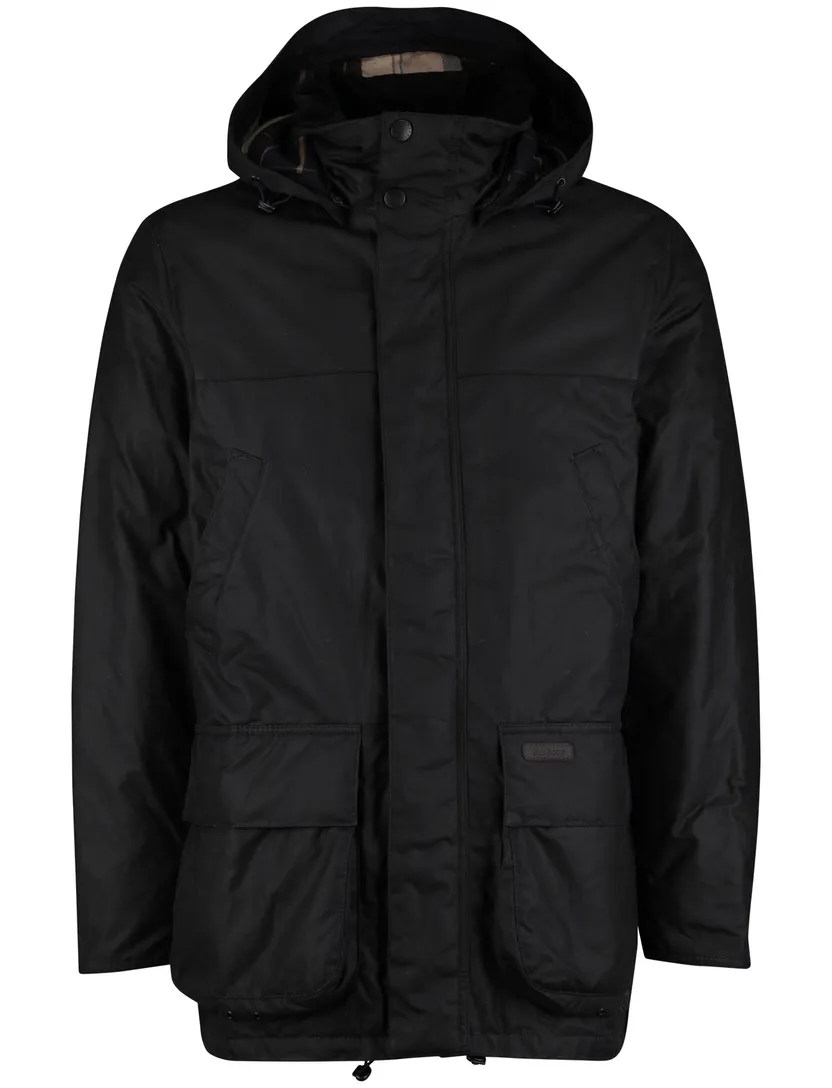 Barbour effen donkerblauw waxjas normale fit