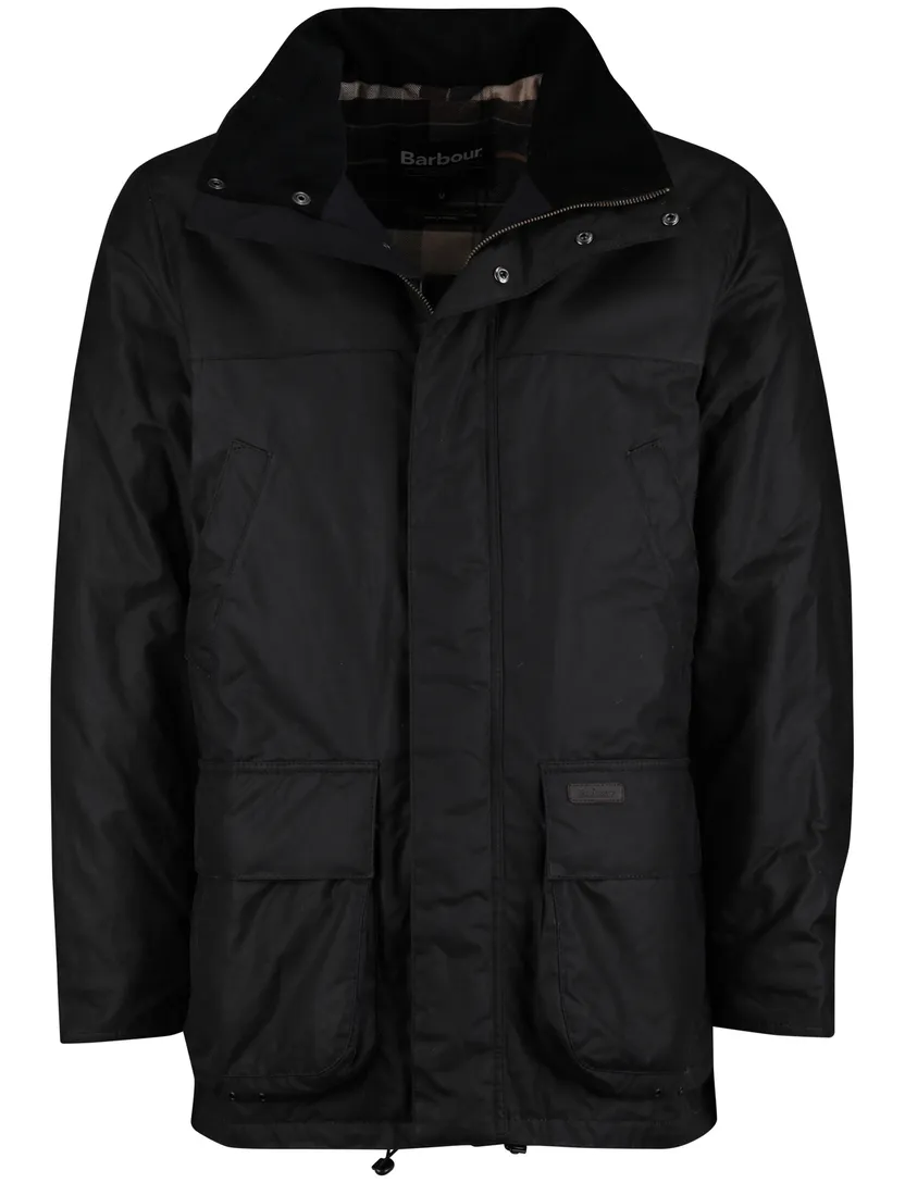 Barbour effen donkerblauw waxjas normale fit