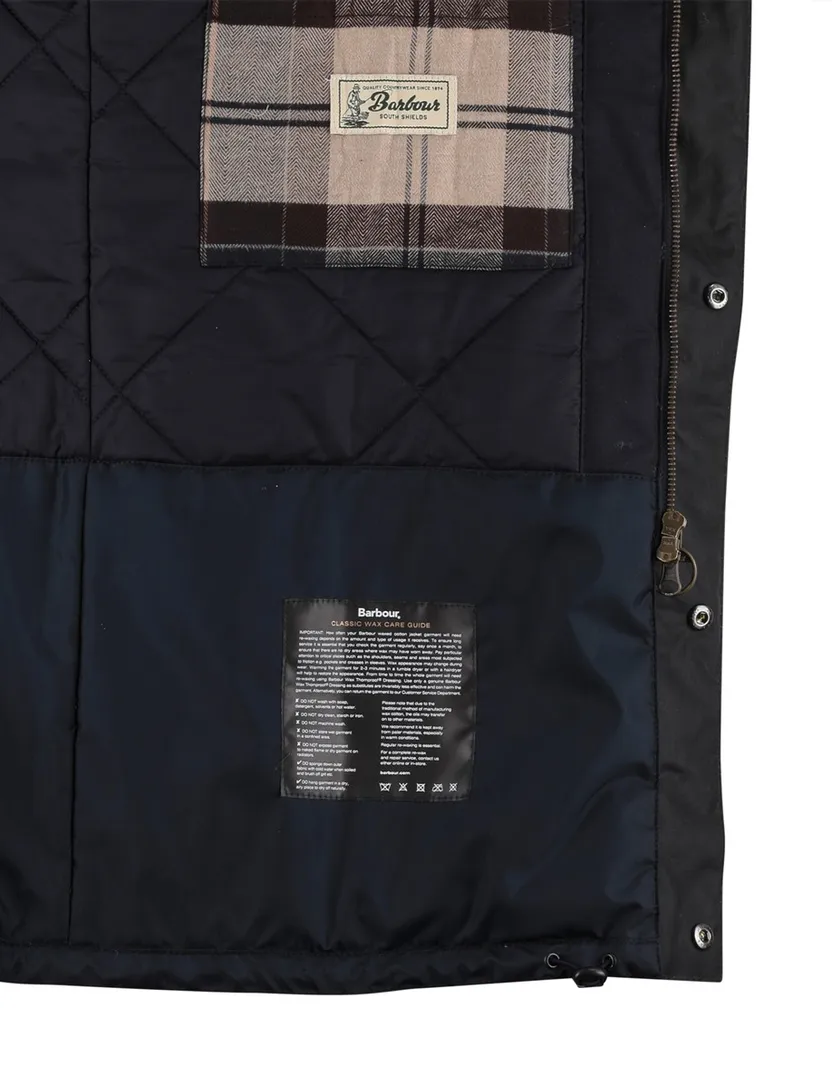 Barbour effen donkerblauw waxjas normale fit