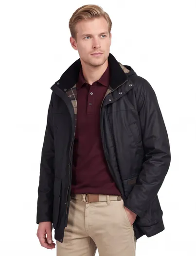 Barbour Barbour waxjas effen donkerblauw normale fit