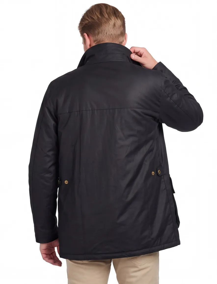 Barbour waxjas effen donkerblauw normale fit