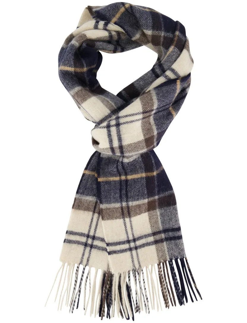 Barbour Sjaal creme donkerblauw ruit