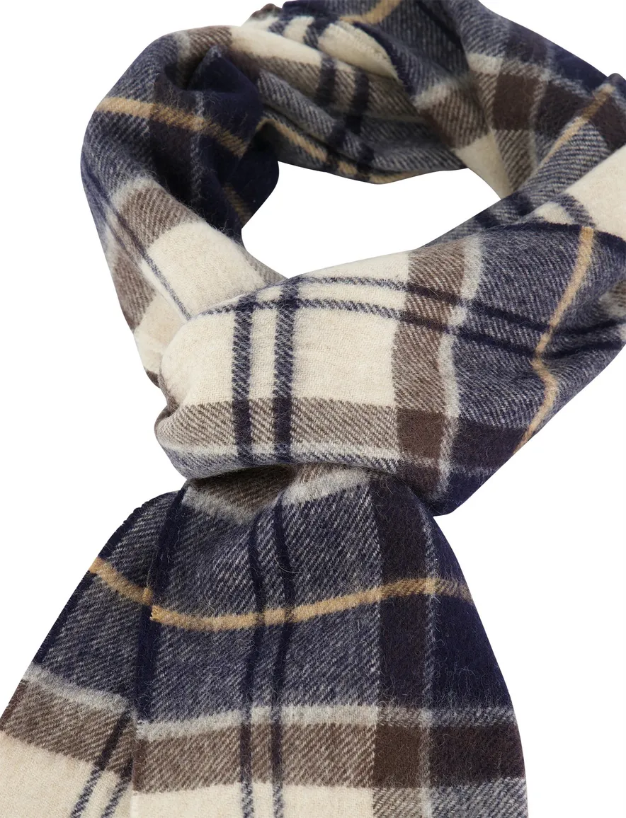 Geruite sjaal Barbour creme navy lamswol