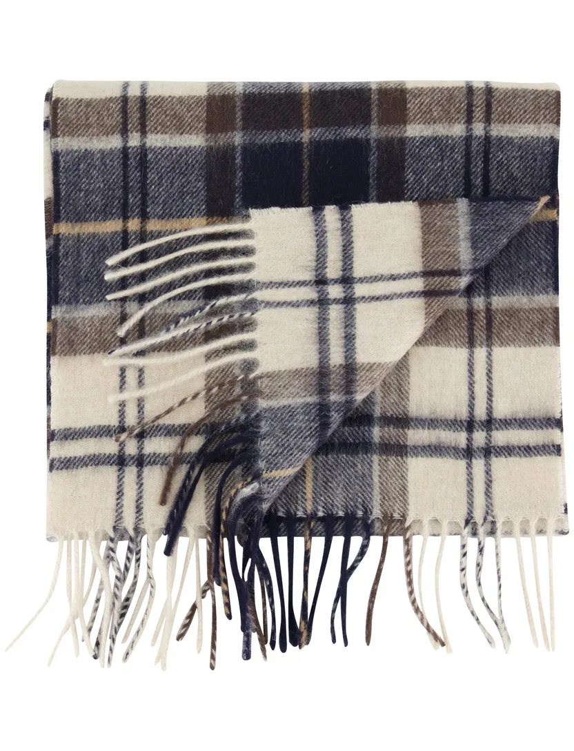 Barbour Sjaal creme donkerblauw ruit