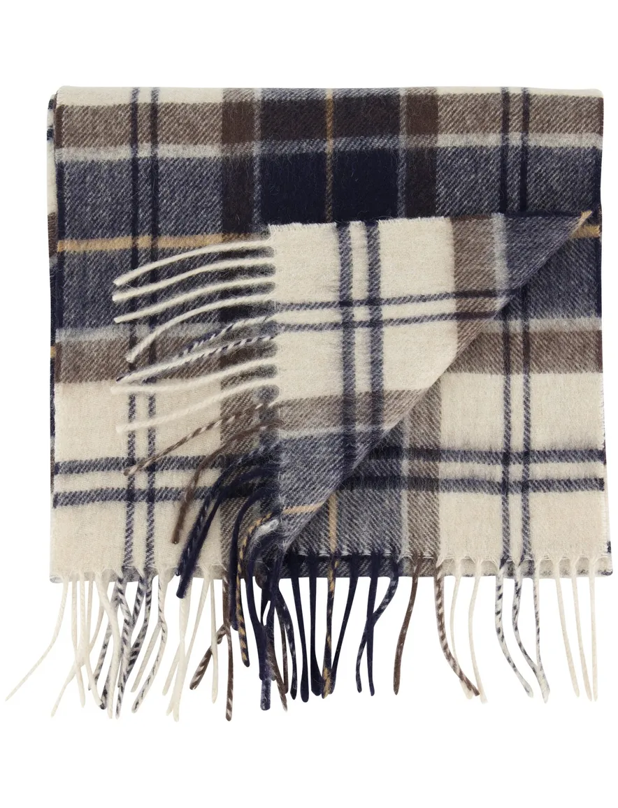 Geruite sjaal Barbour creme navy lamswol