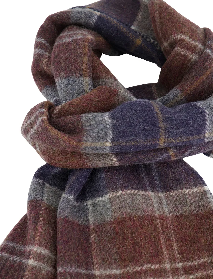 Barbour Sjaal bordeaux donkerblauw ruit
