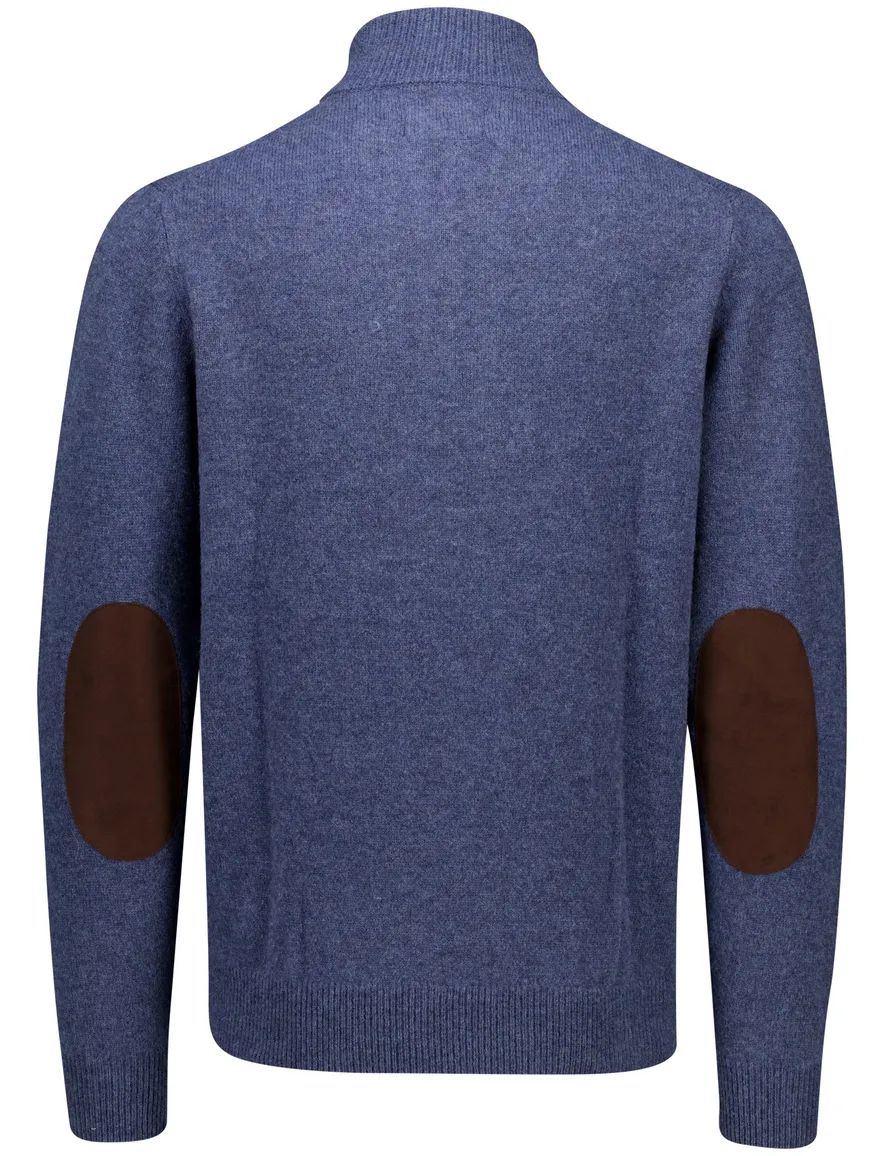 Barbour trui blauw half zip knopen wol