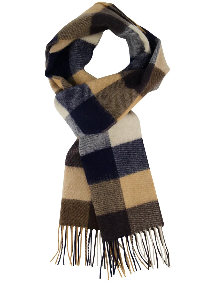 Barbour Sjaal donkerblauw geel ruit