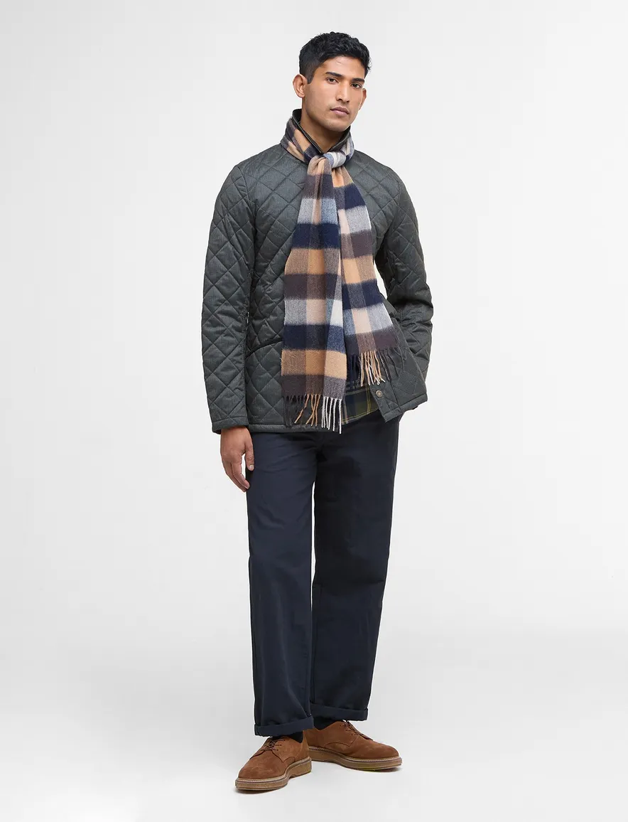 Barbour Sjaal donkerblauw geel ruit