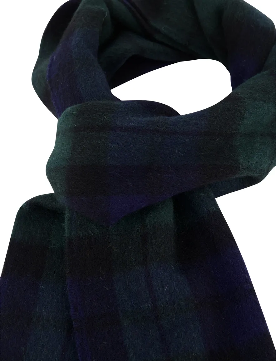 Barbour sjaal donkergroen navy geruit wol