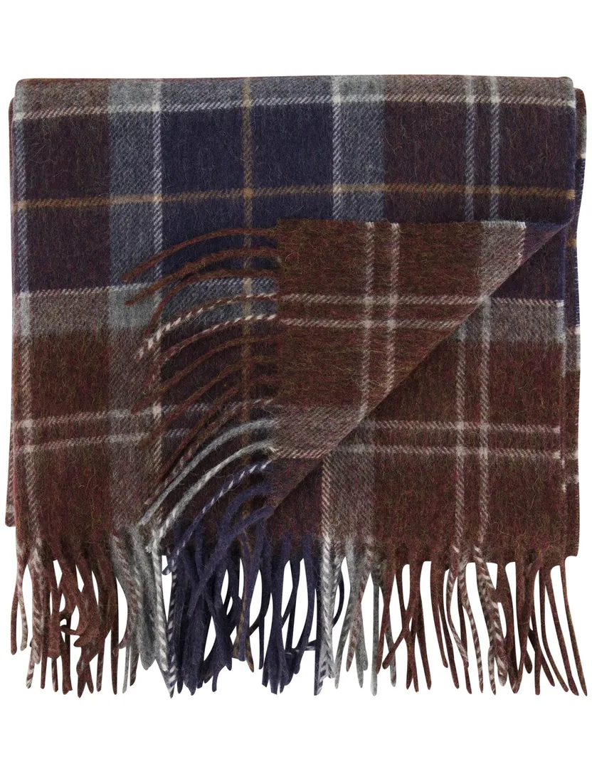 Barbour Sjaal bruin blauw ruit wit