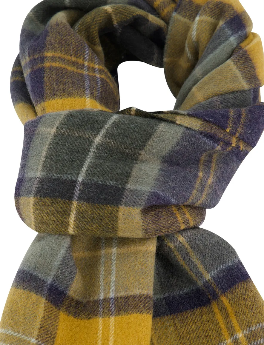 Geruite sjaal Barbour geel navy lamswol