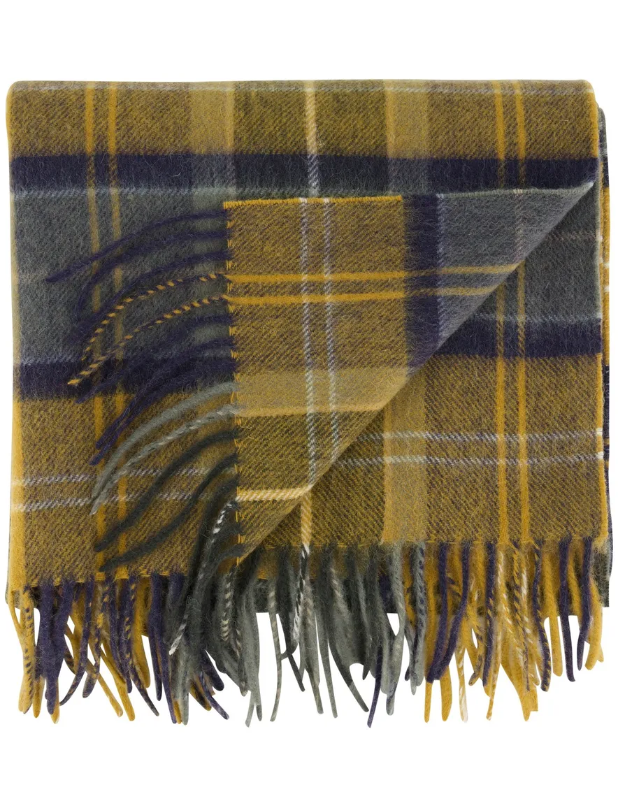 Geruite sjaal Barbour geel navy lamswol
