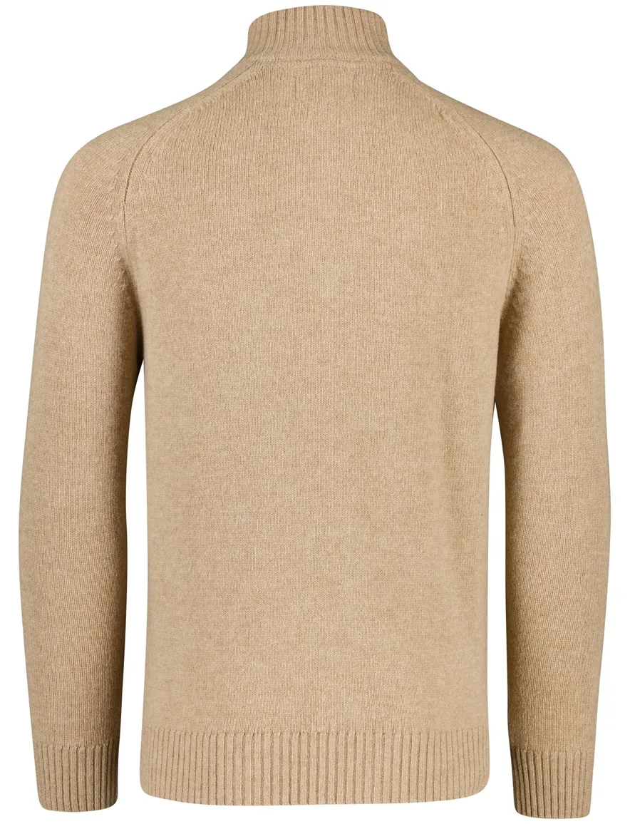 Barbour trui beige half zip wol