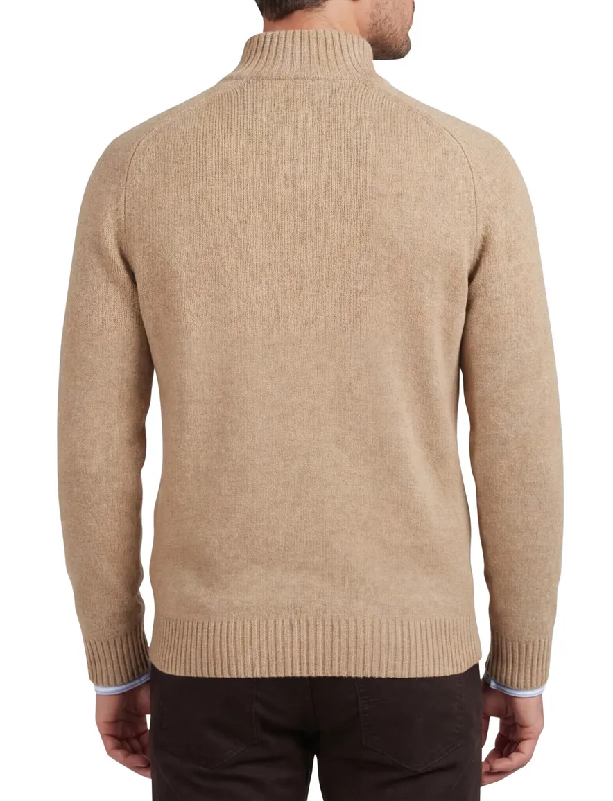 Barbour trui beige half zip wol