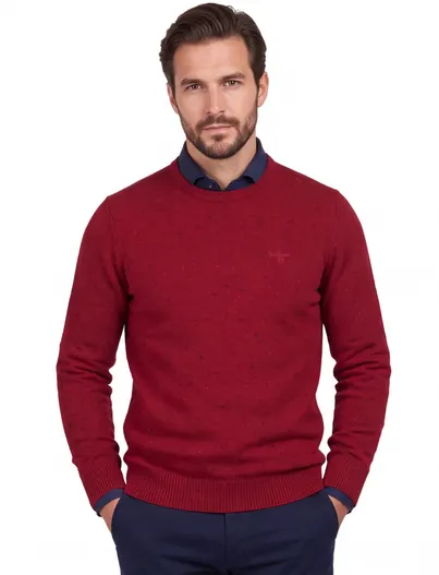 Barbour Barbour trui rood gemeleerd Tainsbury Crew ronde hals