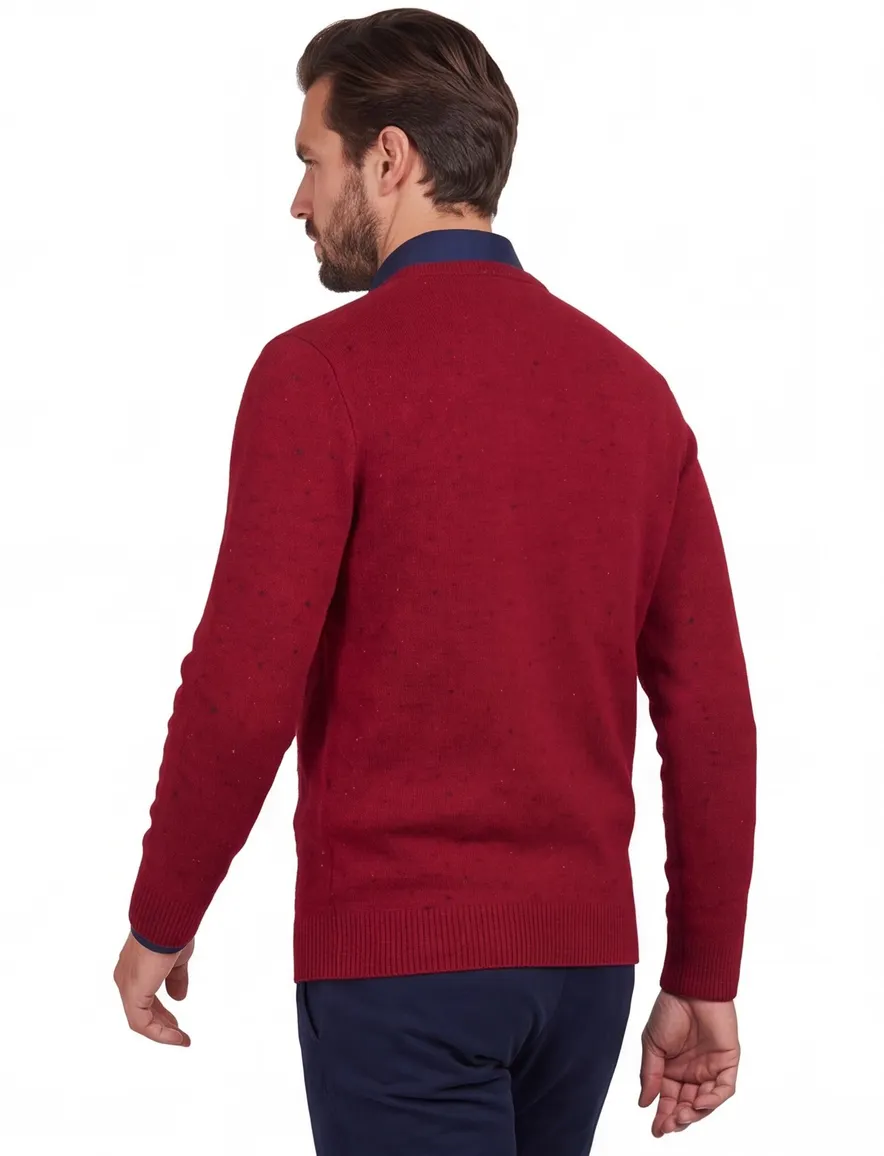 Barbour trui rood gemeleerd Tainsbury Crew ronde hals