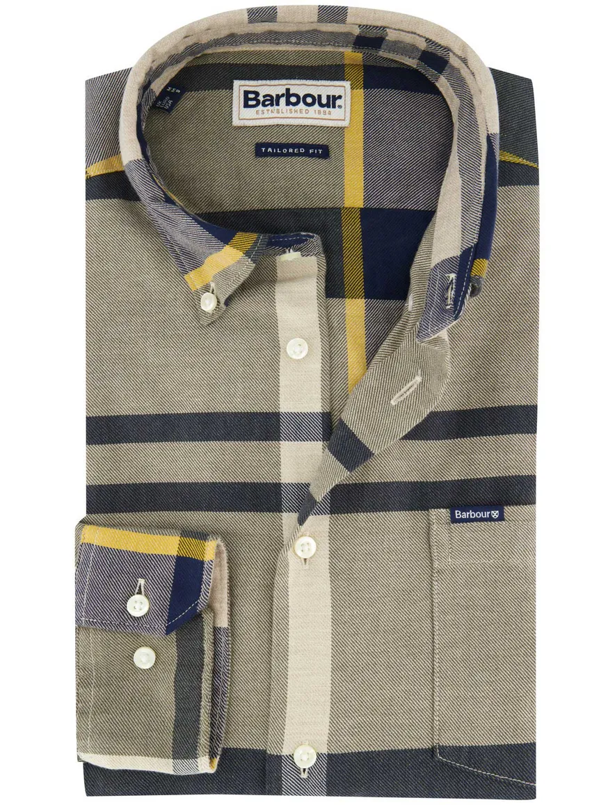 Barbour overhemd geruit grijs katoen slim fit