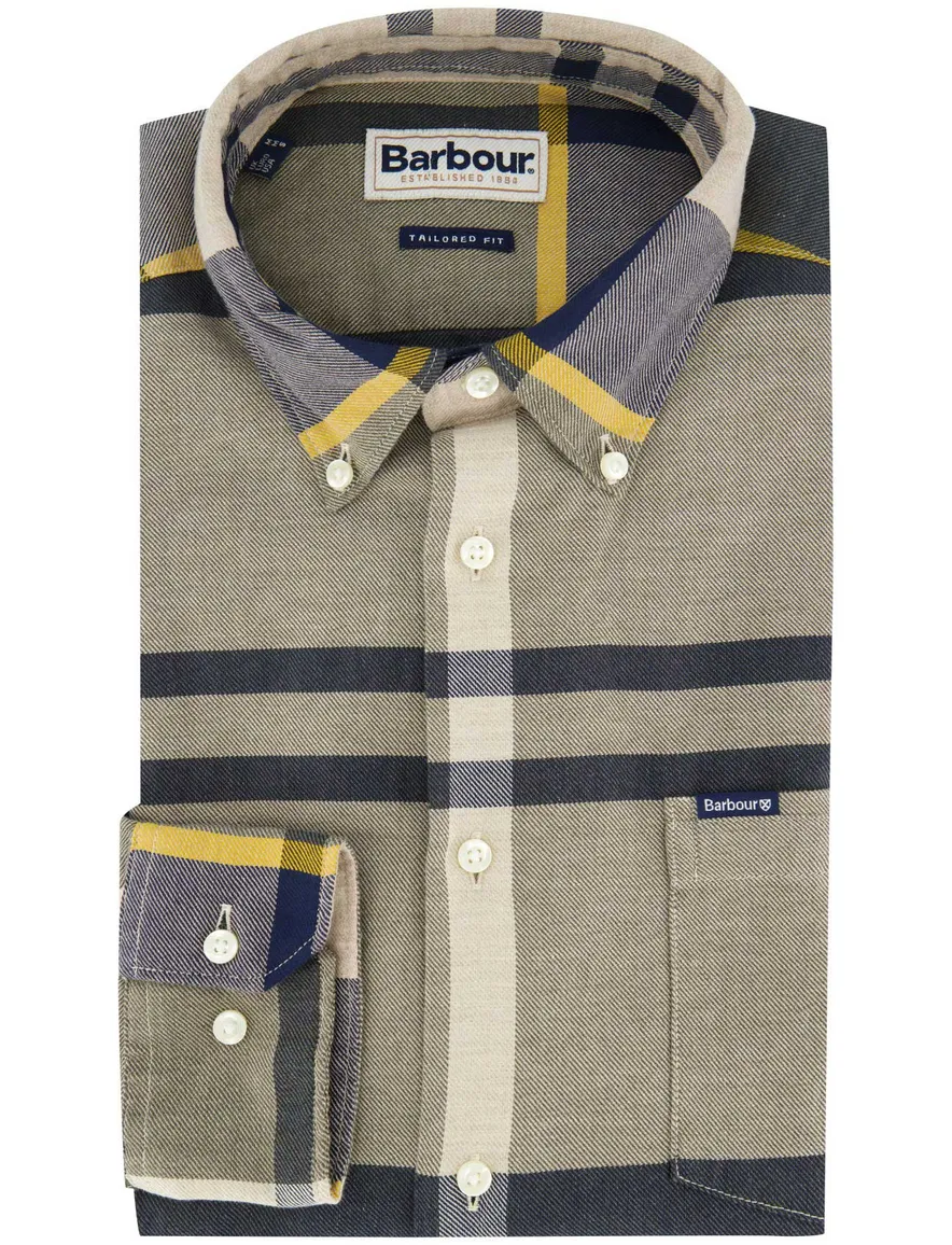 Barbour overhemd geruit grijs katoen slim fit