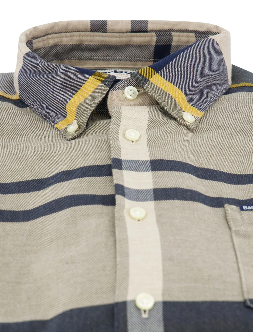 Overhemd barbour grijs geruit katoen slim fit