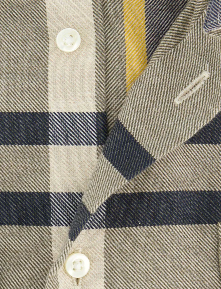 Barbour overhemd geruit grijs katoen slim fit