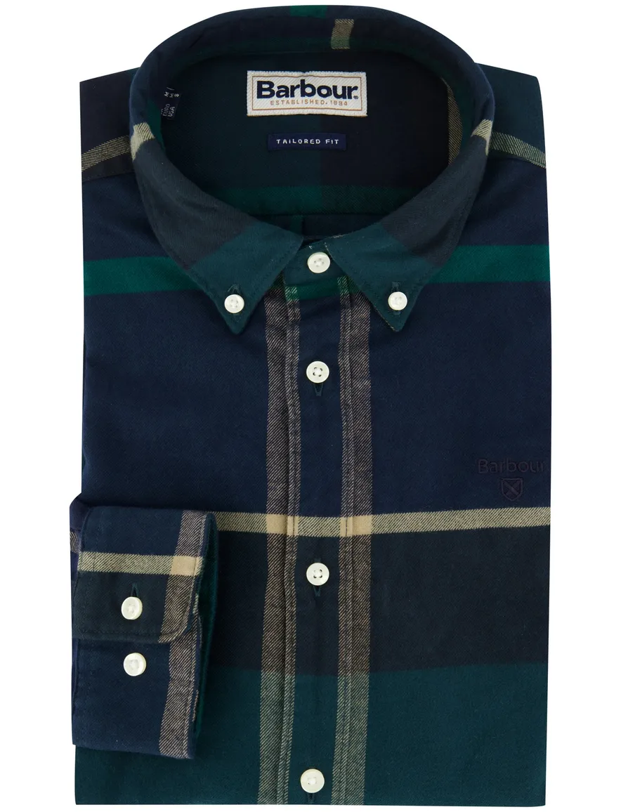 Overhemd barbour groen print katoen slim fit