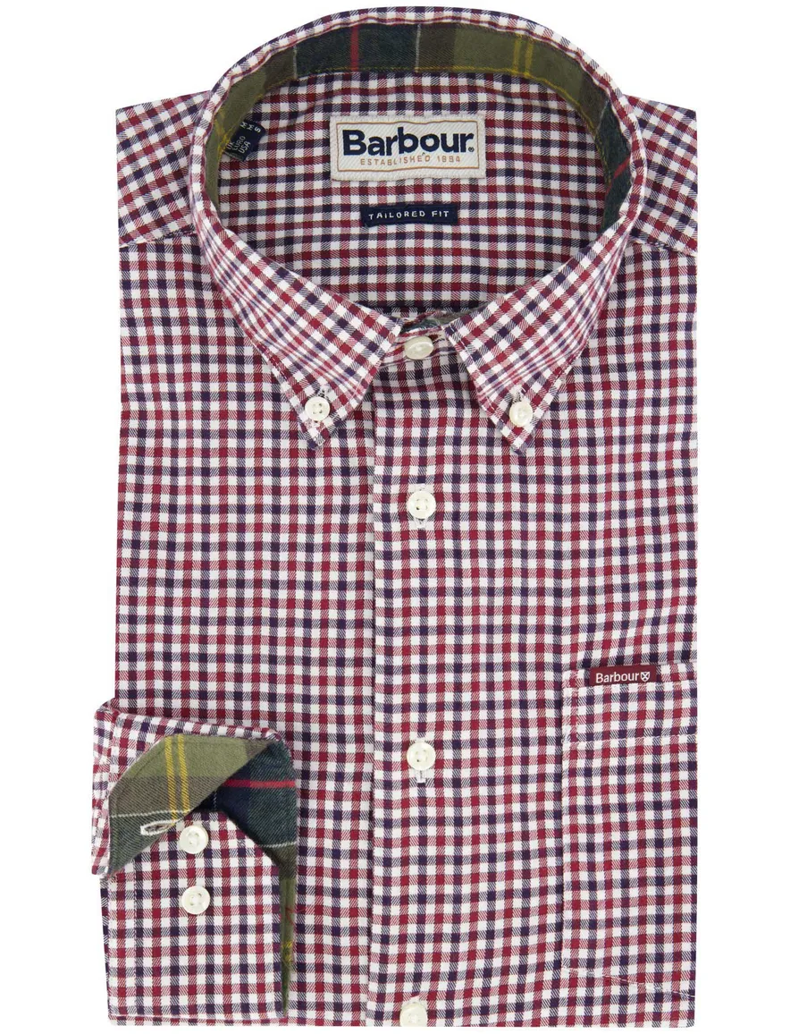 Overhemd barbour rood geruit katoen slim fit