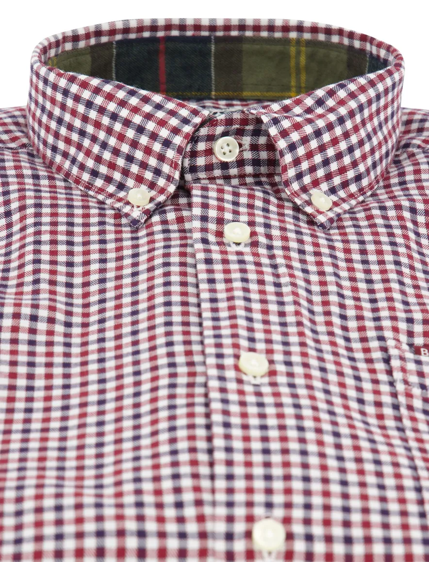 Overhemd barbour rood geruit katoen slim fit