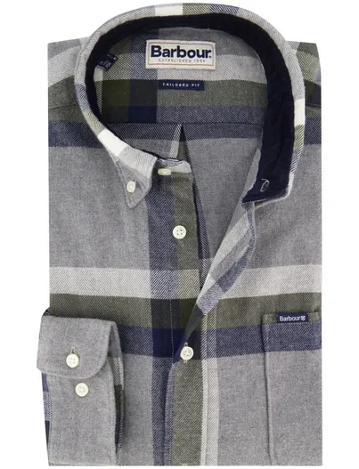 Barbour Barbour Tailored Fit casual overhemd grijs button-down boord