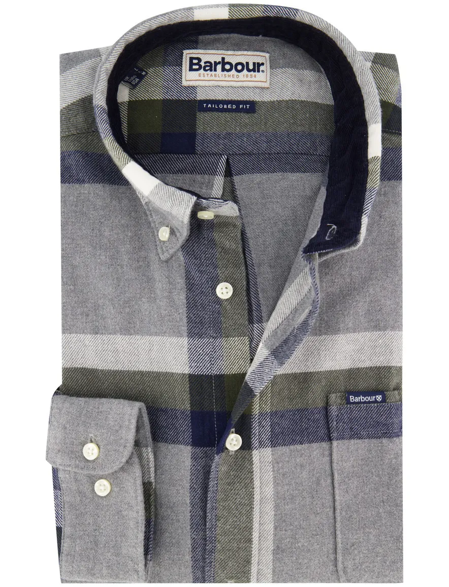 Barbour Tailored Fit casual overhemd grijs button-down boord