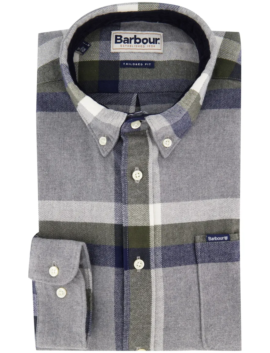 Barbour Tailored Fit casual overhemd grijs button-down boord