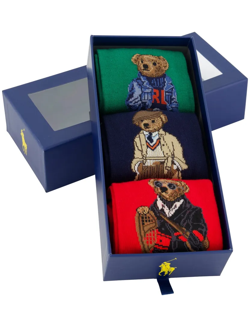 Polo Ralph Lauren sokken multicolor giftbox bear met print