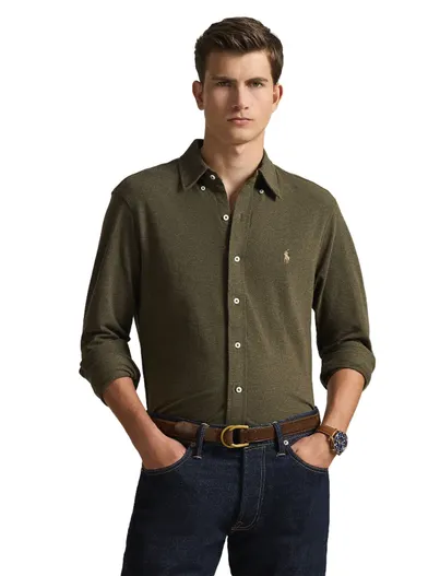 Polo Ralph Lauren Polo Ralph Lauren overhemd groen knitted gemêleerd button down