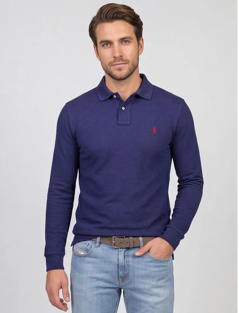 Polo Ralph Lauren polo lange mouw donkerblauw